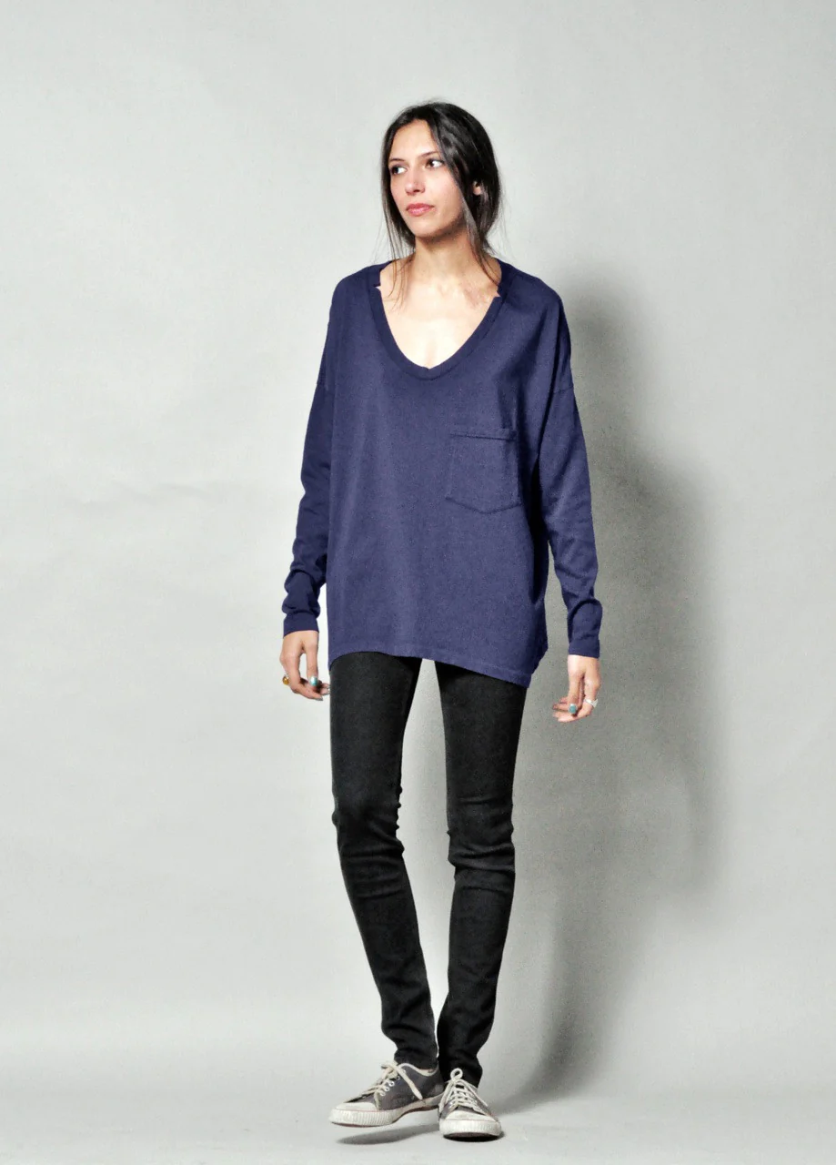#62 Long Sleeve Tee, Indigo Wash - Image 6