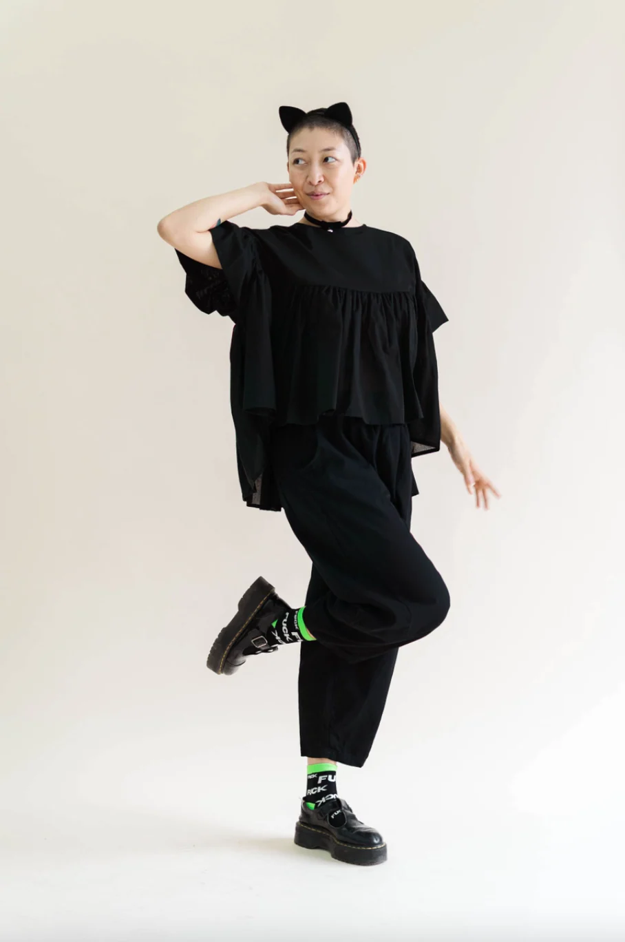 Black Twill Barrel Pants - Image 4