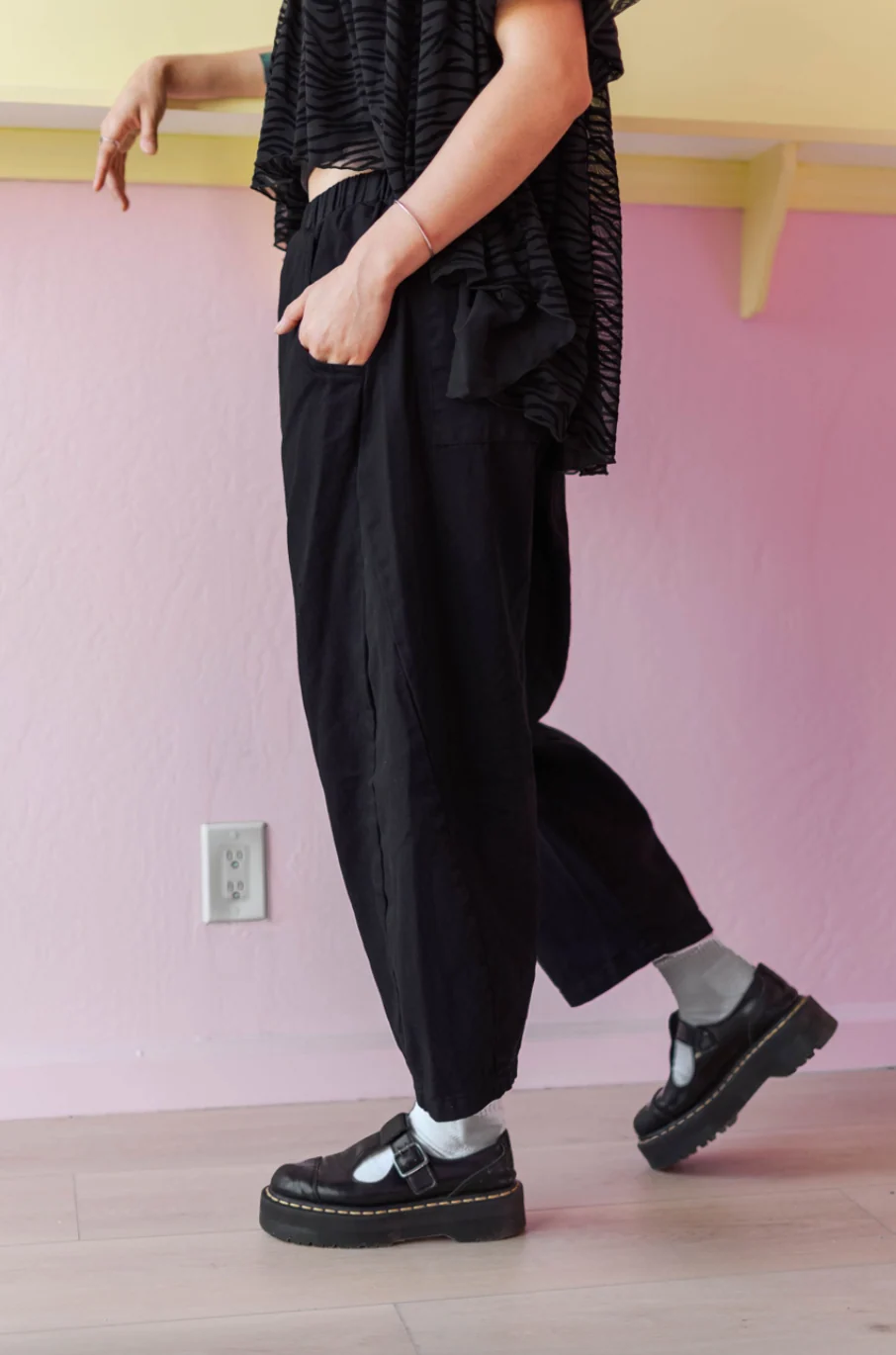 Black Twill Barrel Pants - Image 6