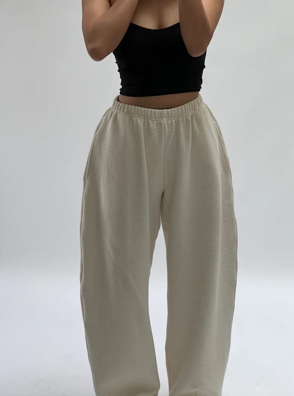 Camden Rippled Cotton Curve Pant, Cream - Image 15