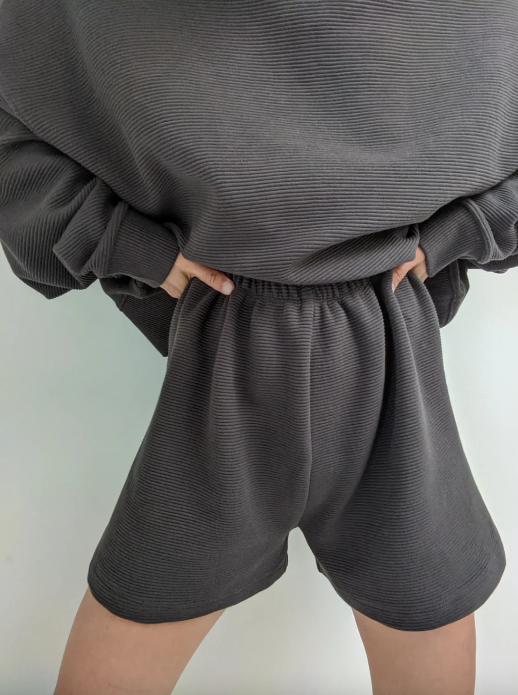 Chloe Rippled Cotton Short, Faded Black - Image 6