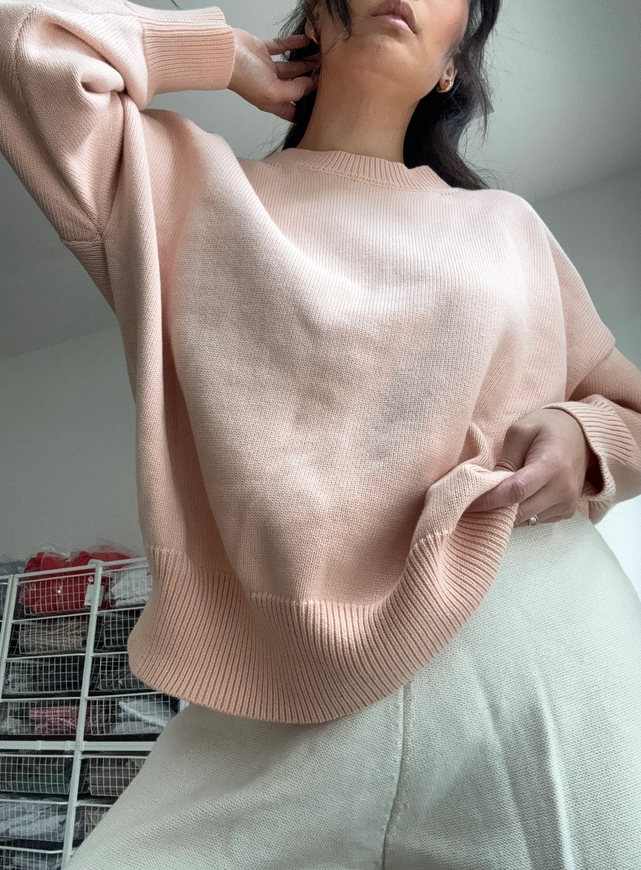 Cotton Gwendolyn Sweater, Blush - Image 9