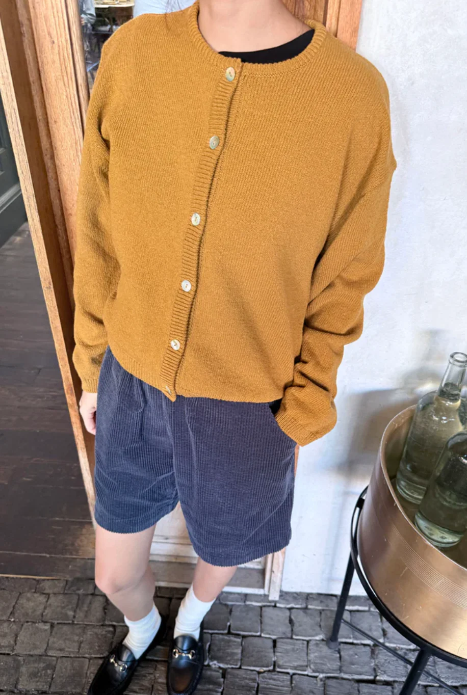 Cotton Leila Cardigan, Dijon - Image 2