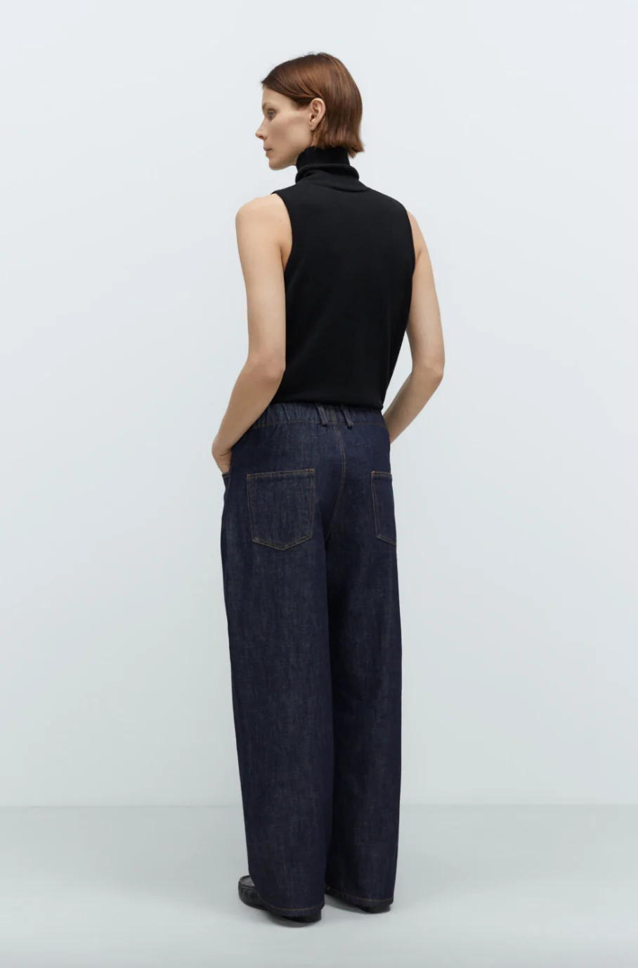 Denim Straight Pants, Indigo - Image 3