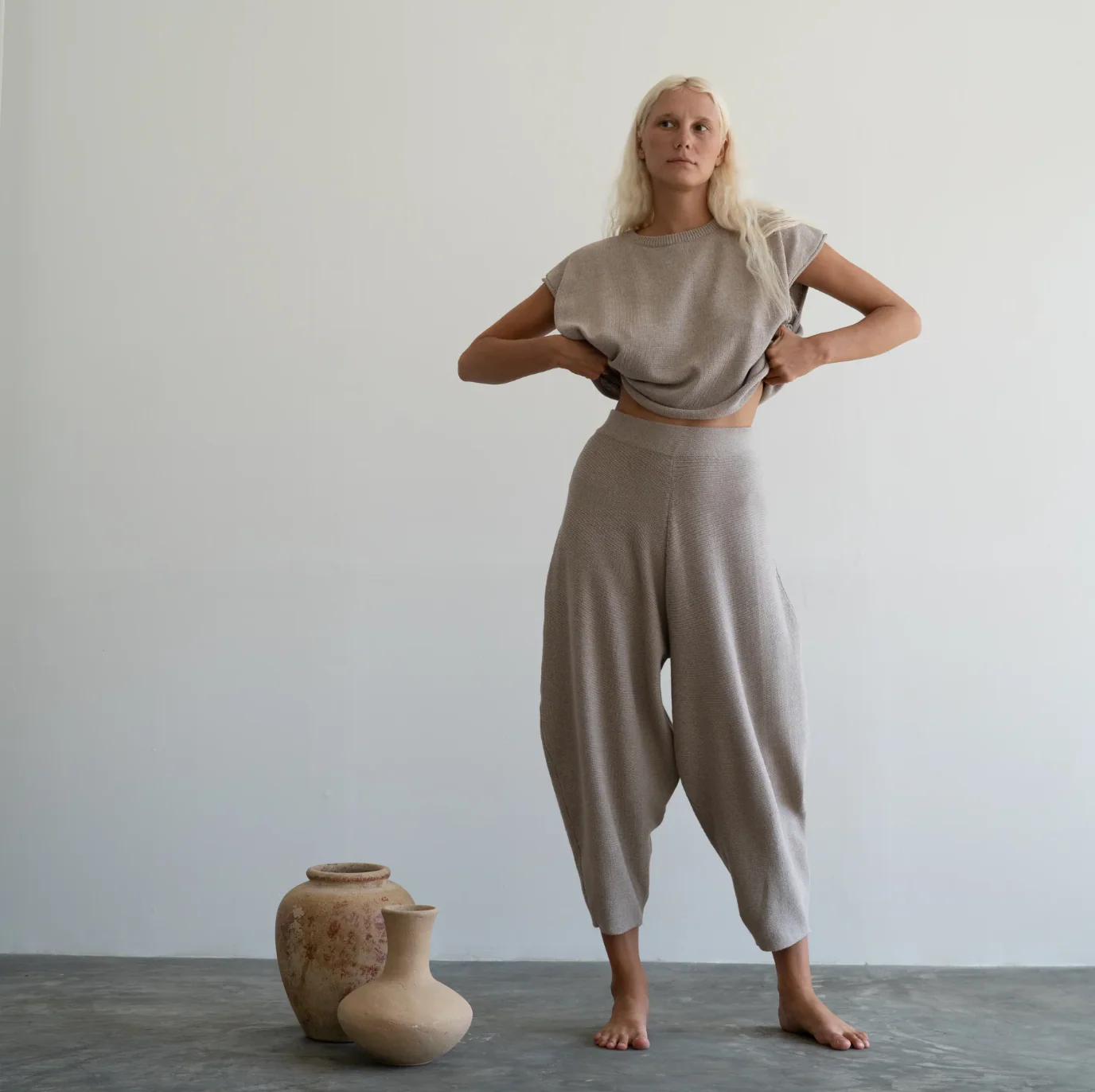 Elke Knit Volume Pant, Fawn - Image 7