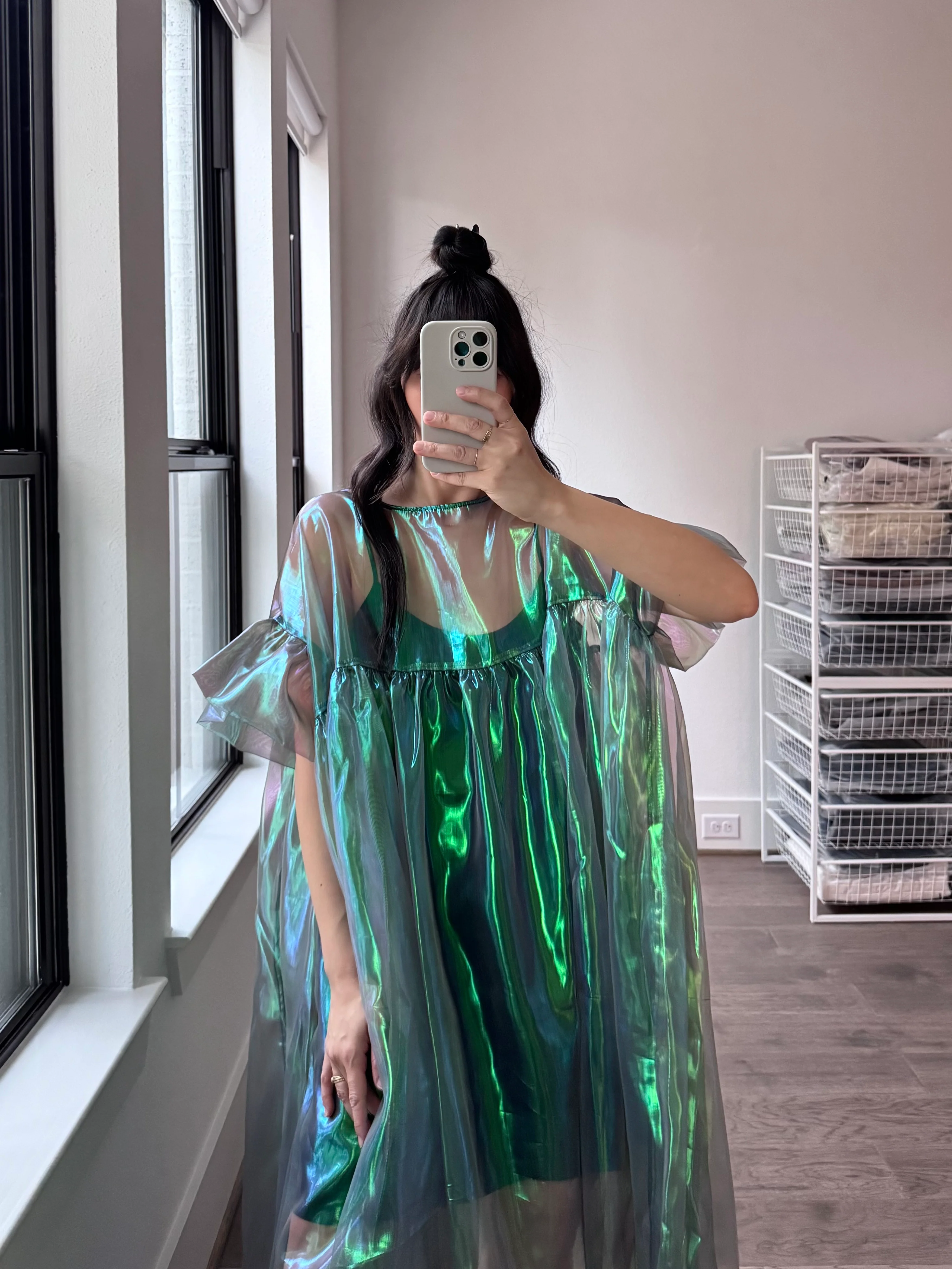 Mushroom Dress, Green Metallic - Image 3