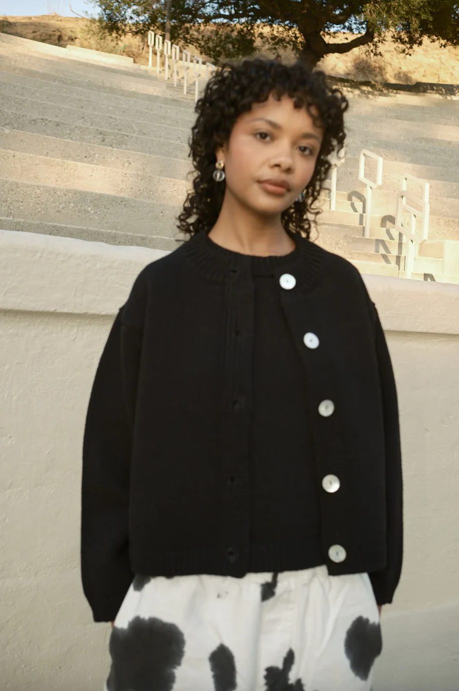 Shiloh Cotton Cardigan, Black - Image 5