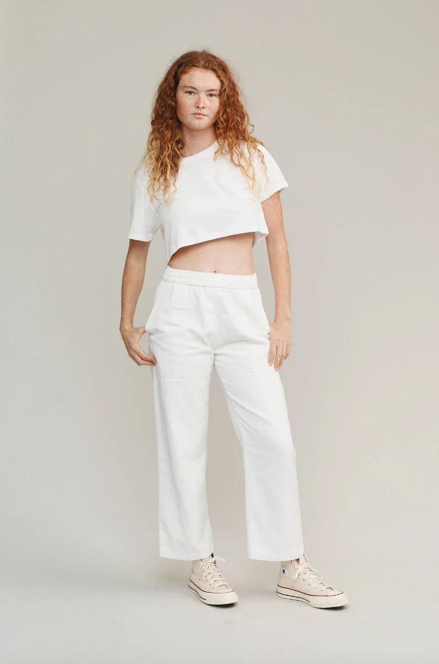 Super Cropped Lorel Tee, Washed White - Image 5