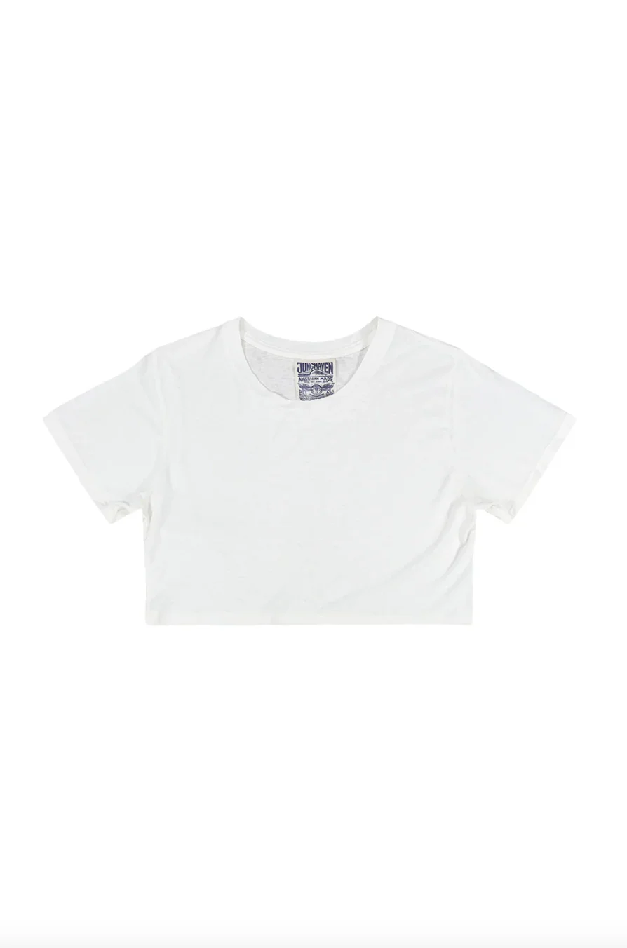 Super Cropped Lorel Tee, Washed White - Image 6