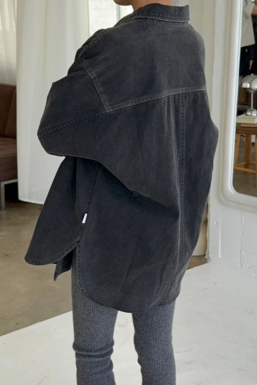 Theo Heavy Denim Jacket, Black Denim - Image 11
